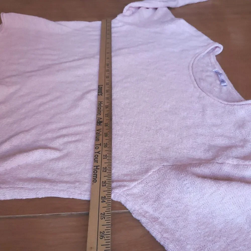 Lulu B Pink Roll Neck Sweater Womens XL 100% Cotton Asymmetrical Button Back